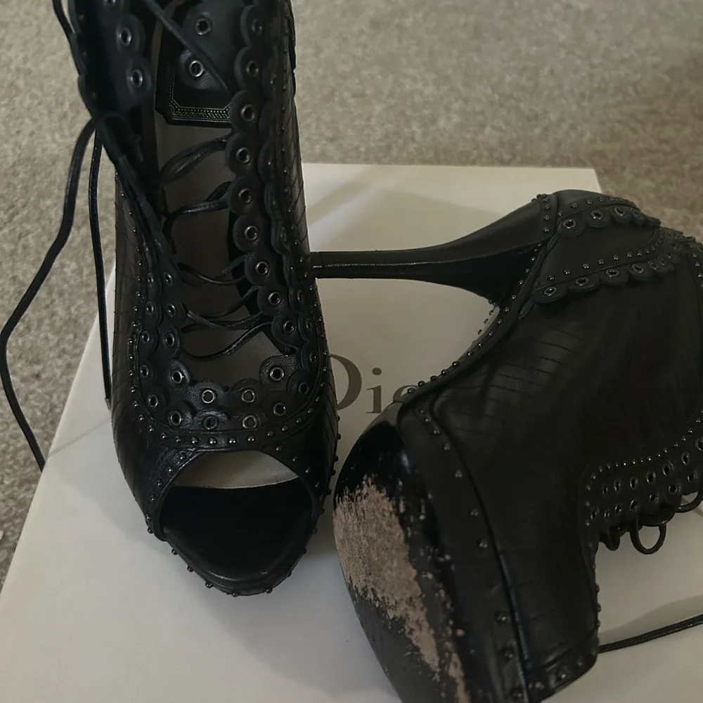 Dior Black Studded Heeled Boots - Picture 11 of 11